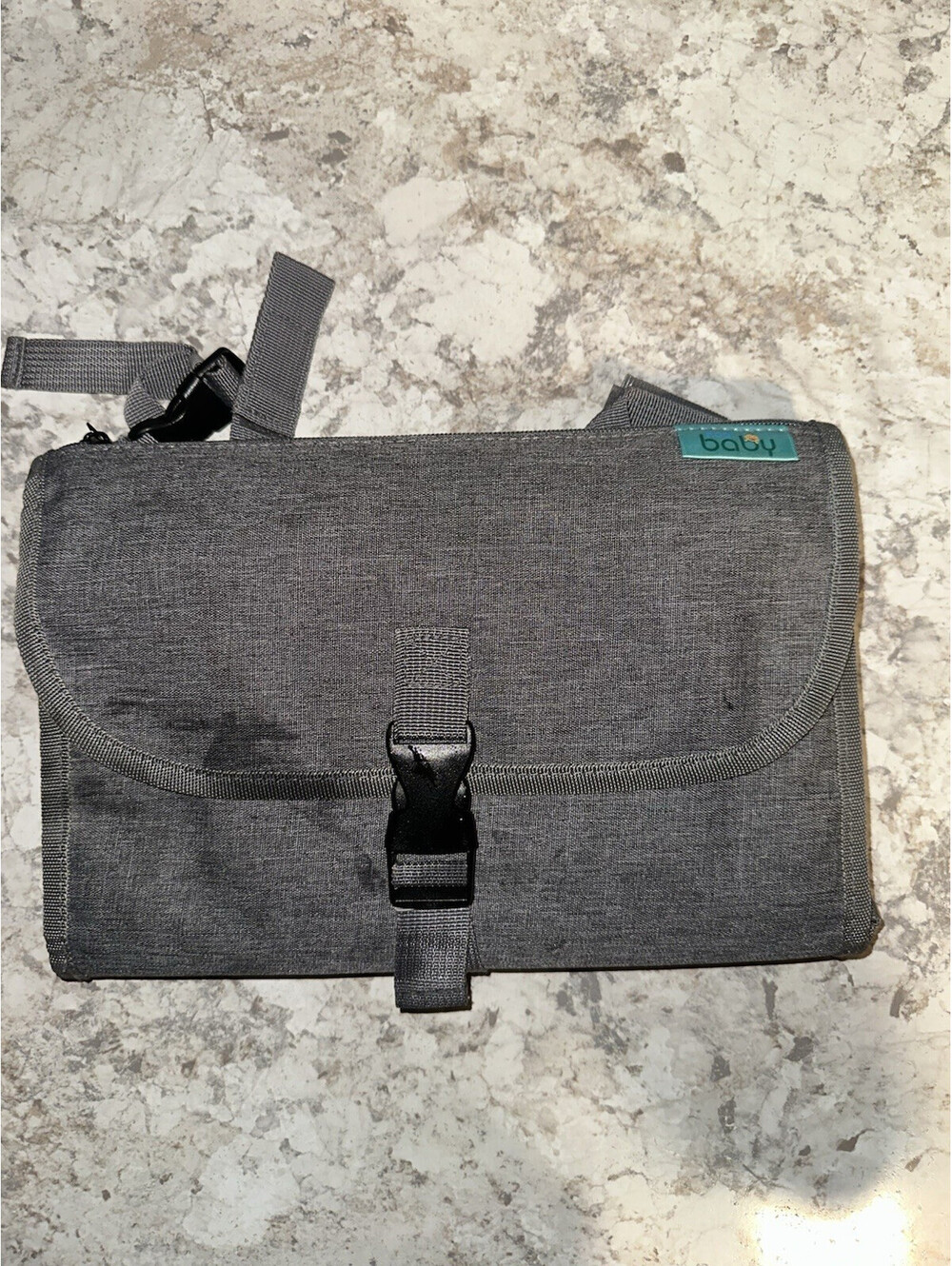 Baby Fold-Out Portable Waterproof Wipeable Changing Pad w/ Pockets, Gray